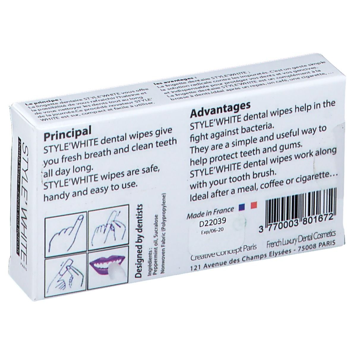 Style White Lingettes Dentaires Nettoyantes & Rafraichissantes