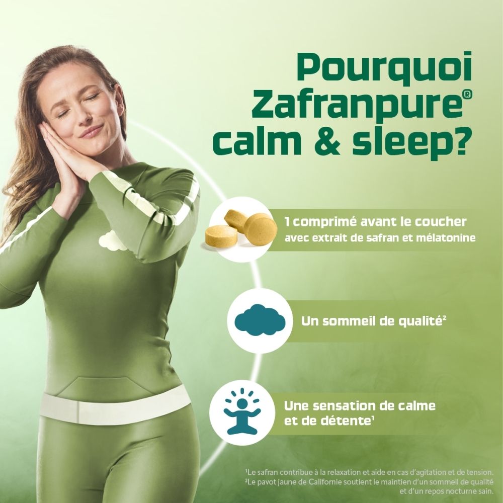 Emballage Zafranpure Calm & Sleep, 60 comprimés.