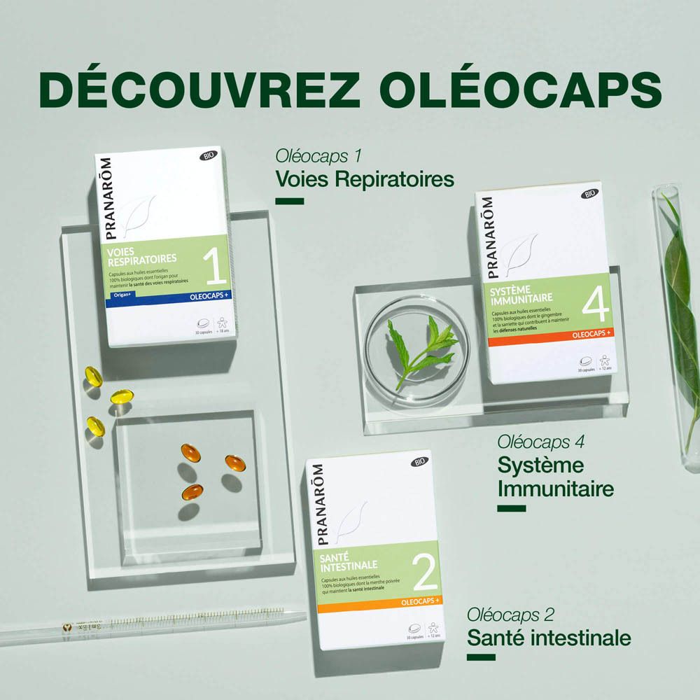 Boîte de gélules. Inscription: CAPSULES ORIGAN + Essence de Citron. Label BIO.