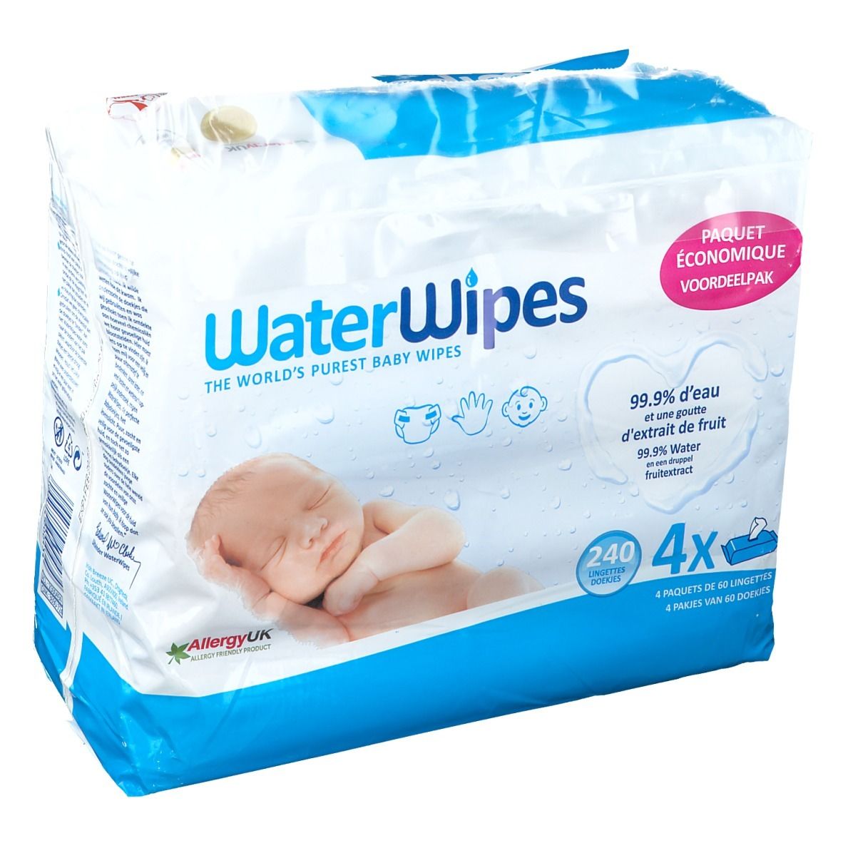WaterWipes® Les lingettes pour bébé les plus pures du monde 4x60 pc(s) -  Redcare Pharmacie