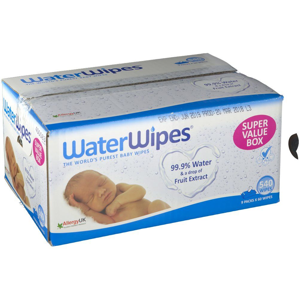 WATERWIPES Lingettes Bébé peaux sensibles - Lot de 9x60