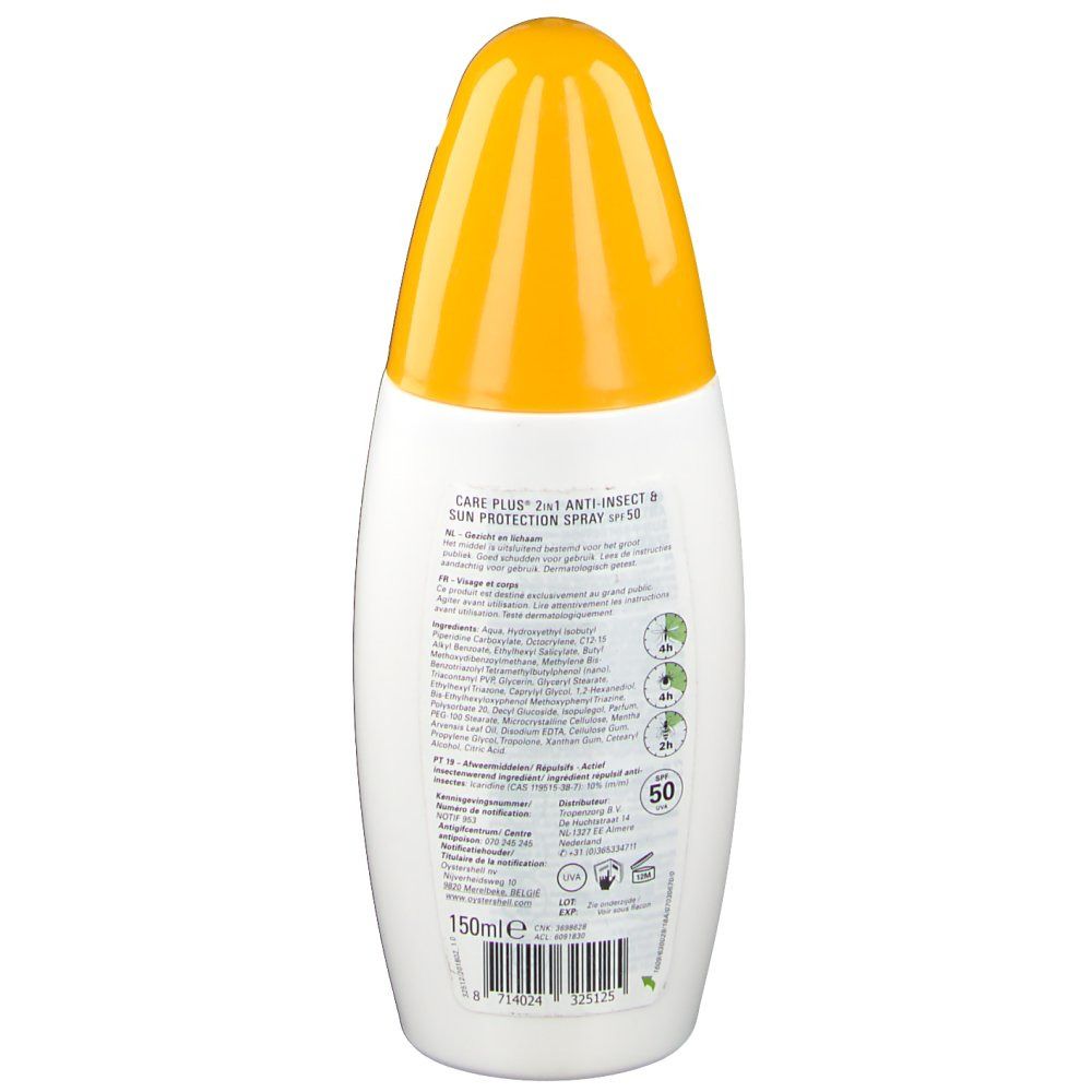 Care Plus 2-In-1 Spray Anti-Insectes & Protection Solaire SPF50