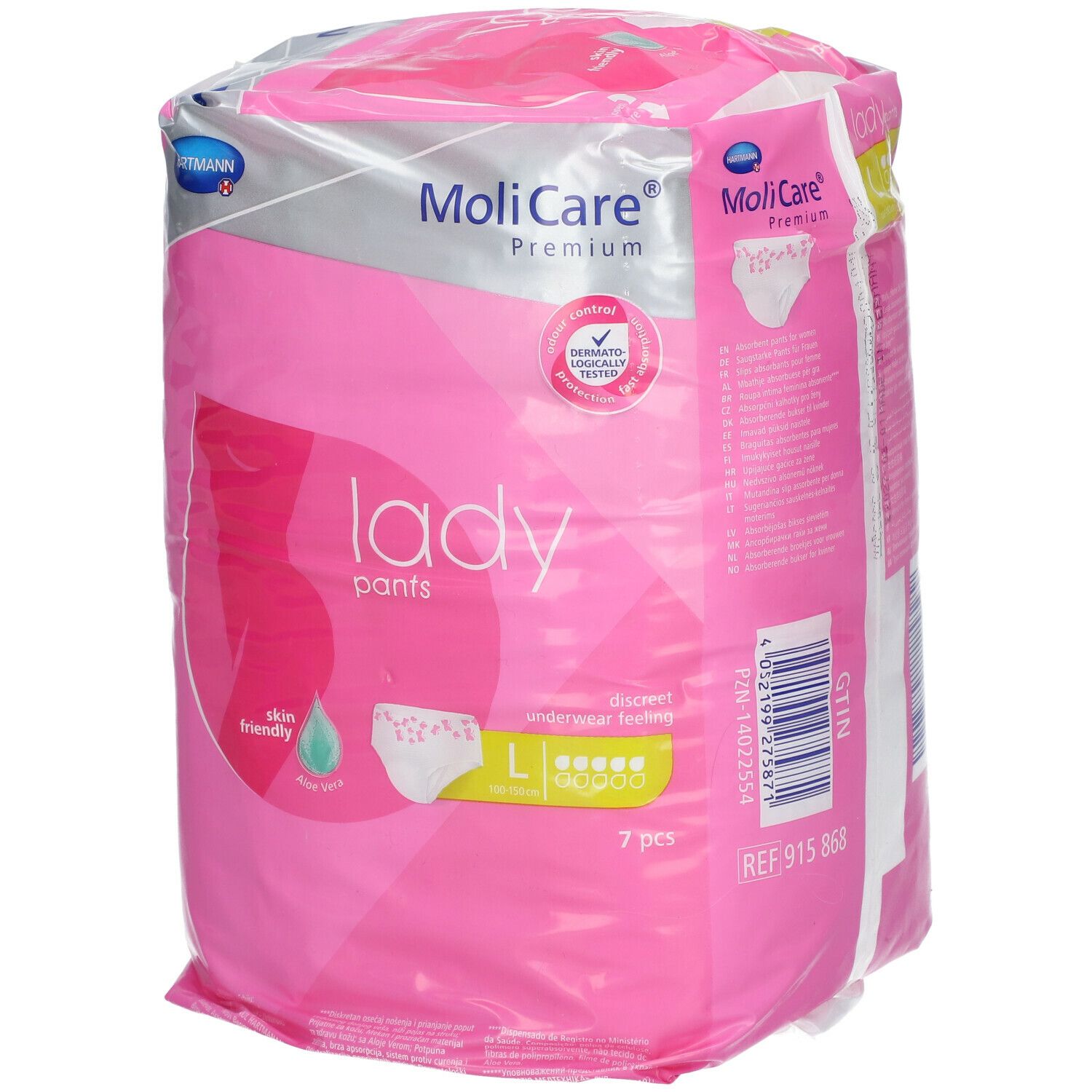 MoliCare Premium Lady Pants. Emballage rose. Taille L. 7 pièces. Doux pour la peau.