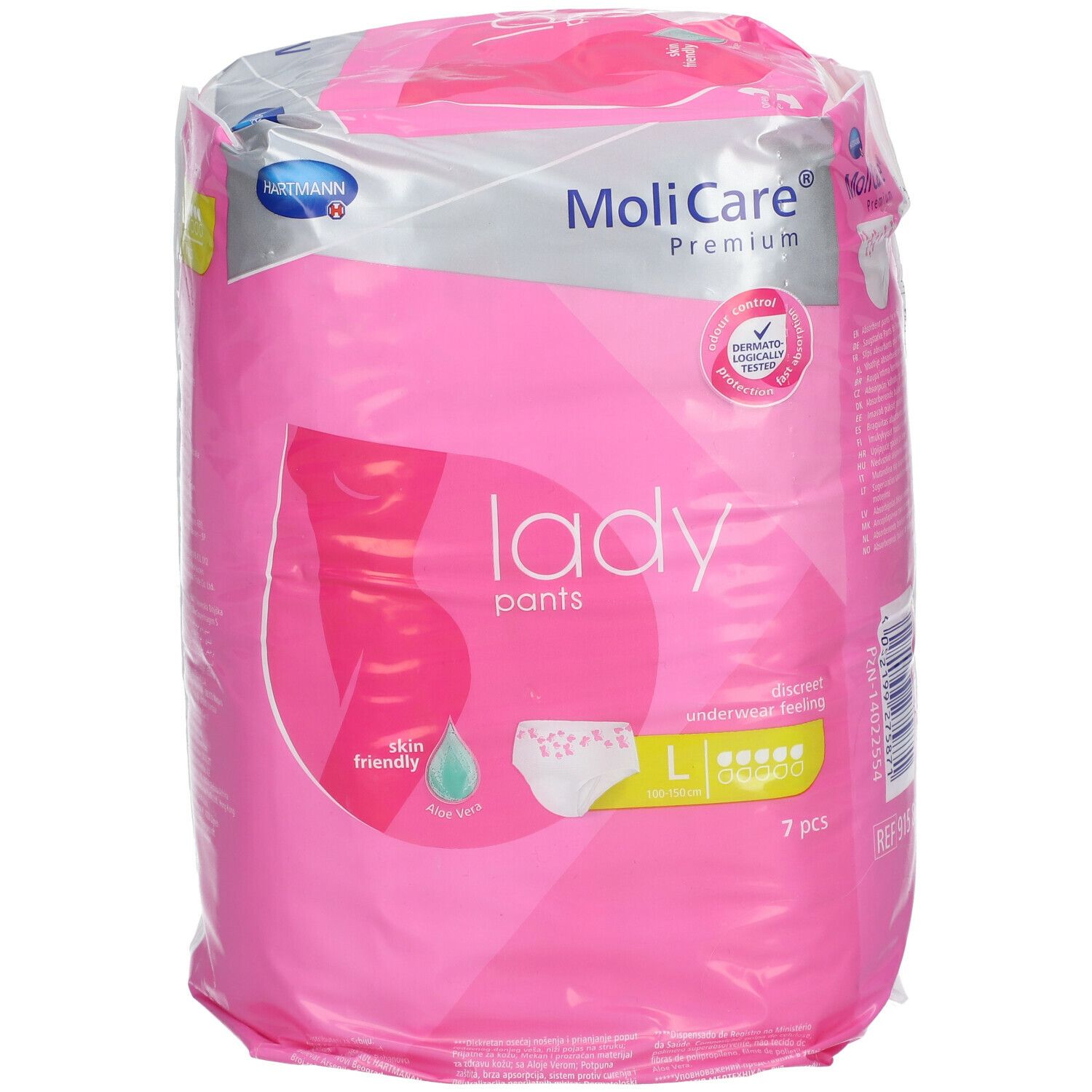 MoliCare Premium Lady Pants. Emballage rose. Taille L. 7 pièces. Doux pour la peau.