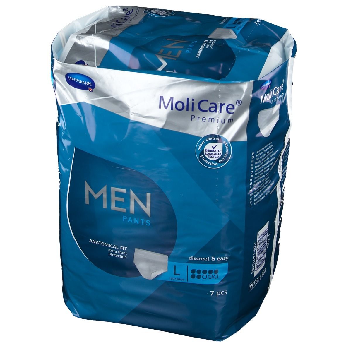 Paquet de MoliCare Premium MAN Pants, taille L, 7 pièces. Coupe anatomique, discret et facile.