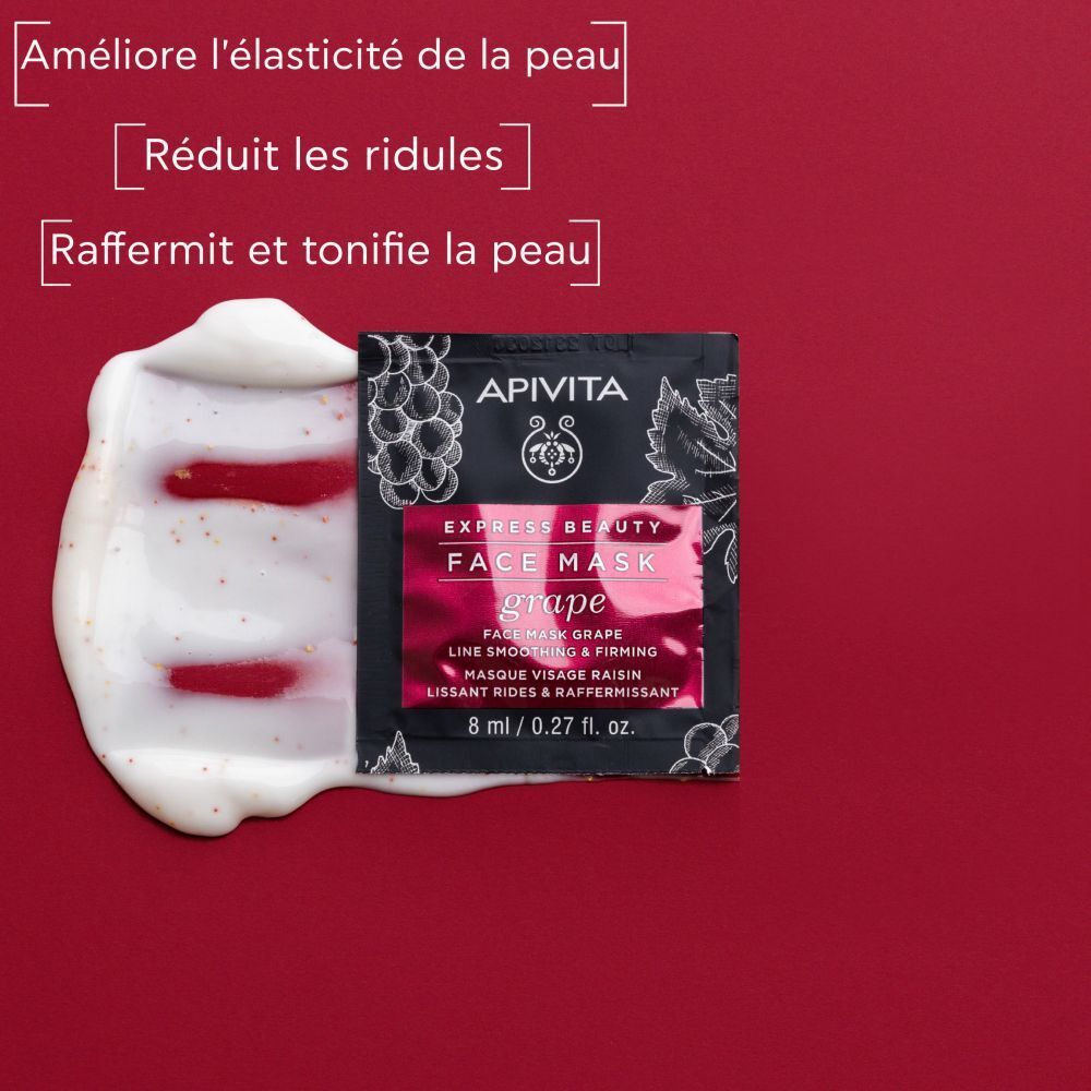APIVITA EXPRESS BEAUTY Masque Visage Lissant & Raffermissant Au Raisin