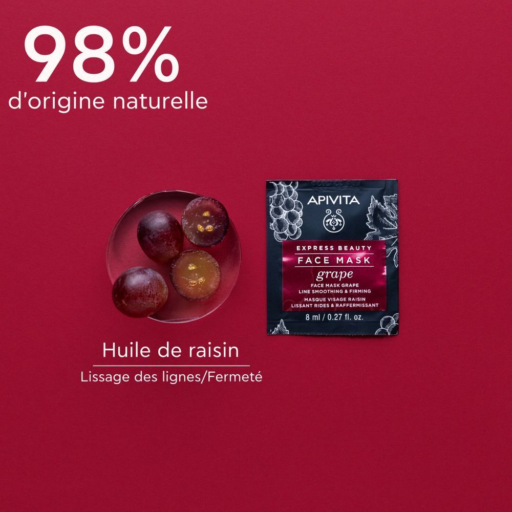 APIVITA EXPRESS BEAUTY Masque Visage Lissant & Raffermissant Au Raisin