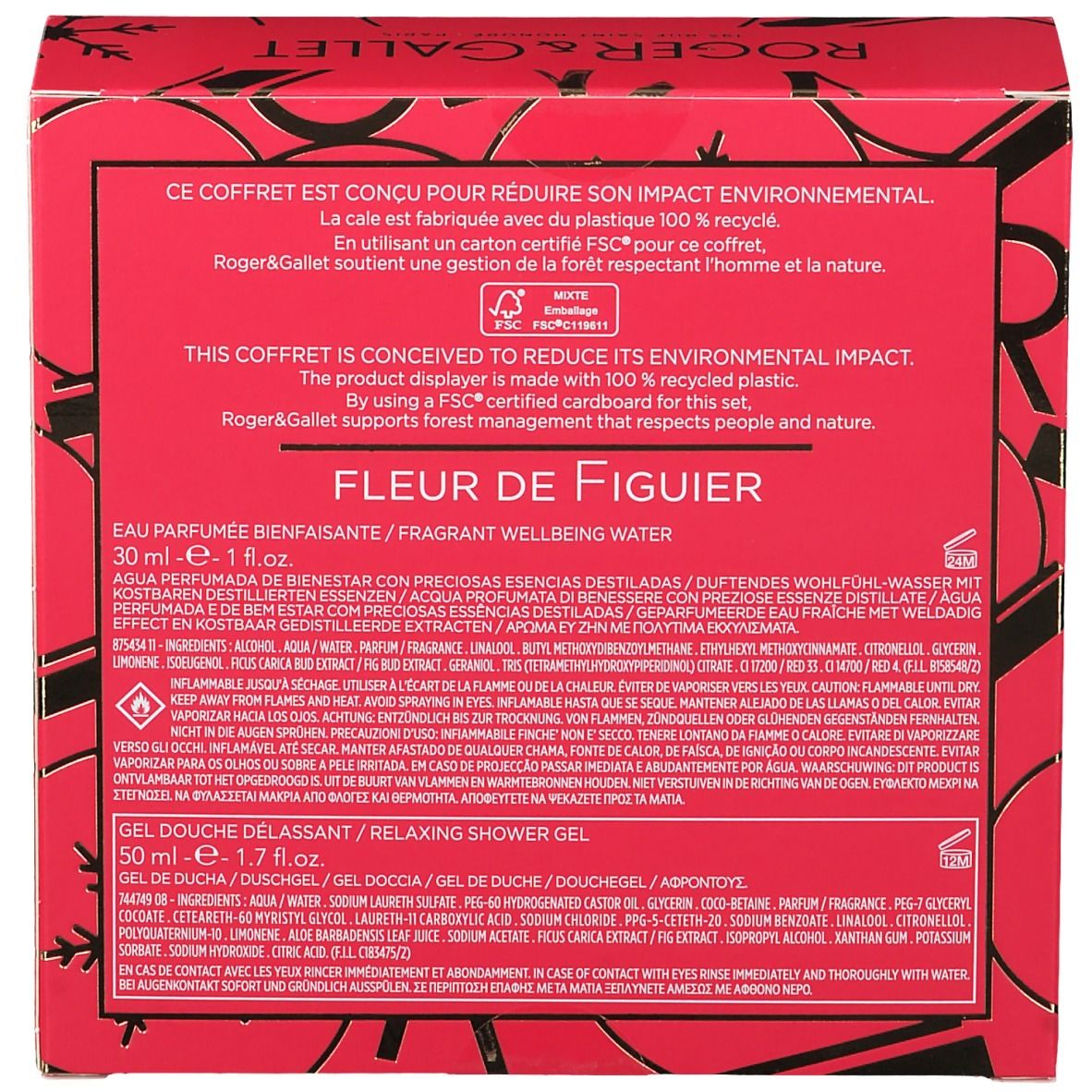 Roger & Gallet Coffret Fleur de Figuier Eau parfumée bienfaisante + Gel douche délassant