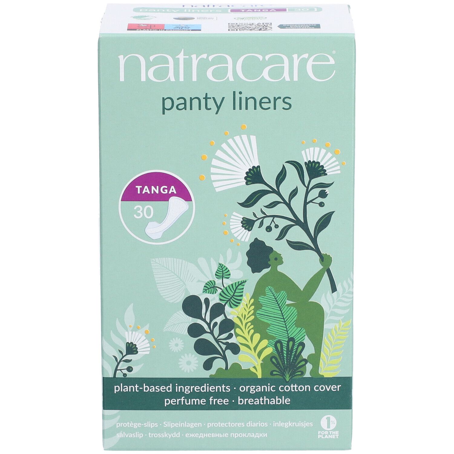 Natracare Panty Liners – Tanga – sans parfum, couverture coton biologique