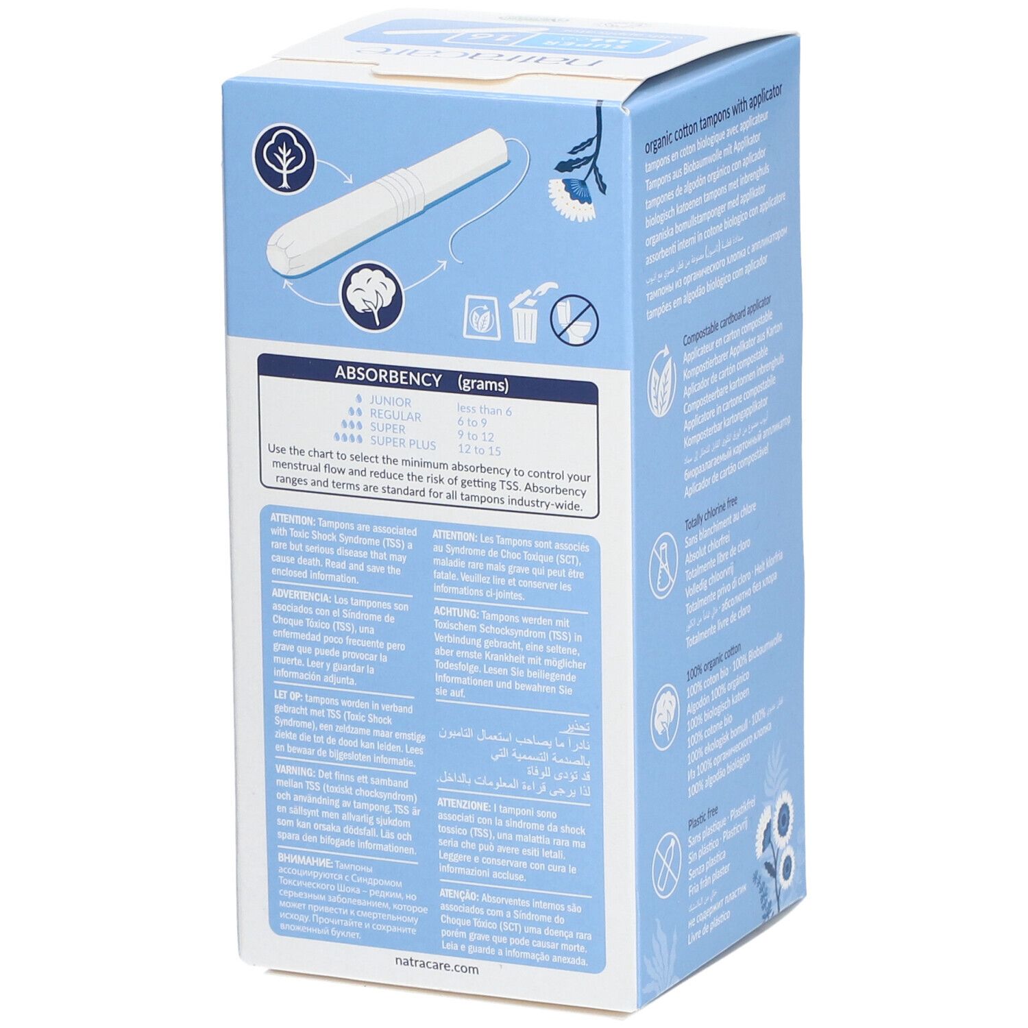 Natracare Tampons en coton biologique avec applicateur - Super