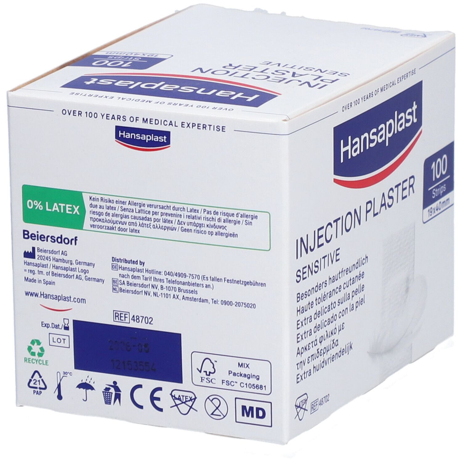 Hansaplast MED Injection Plaster Sensitive 19 x 40 mm