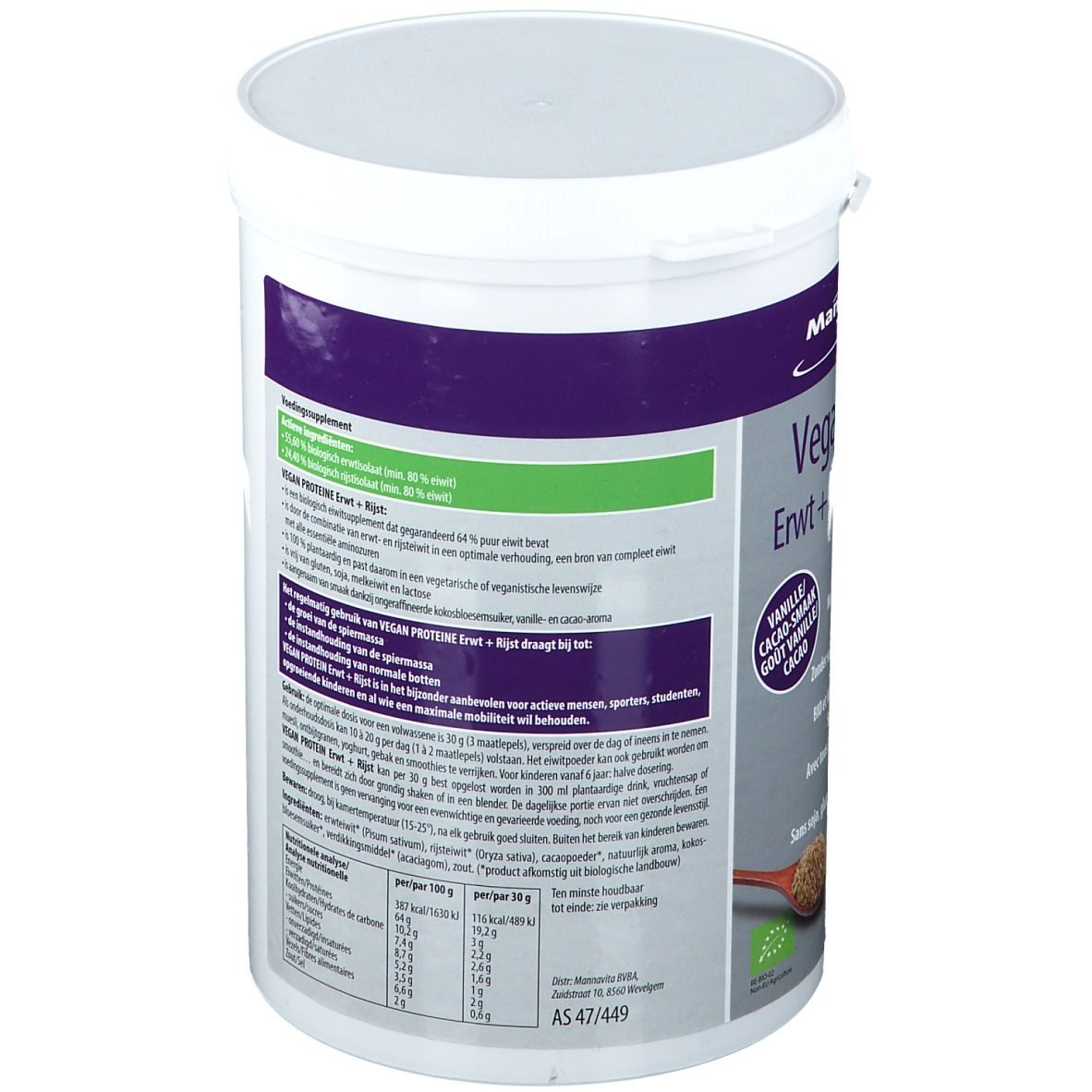 MannaVital Vegan protein Pois + Riz