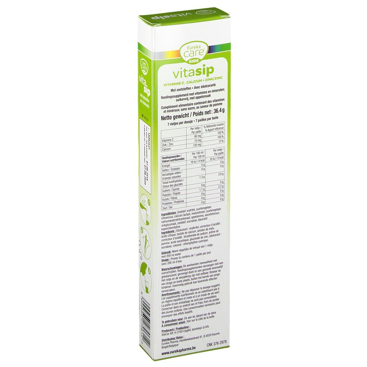 Eureka Care® Vitasip Vitamine C, Calcium + Zinc Pomme