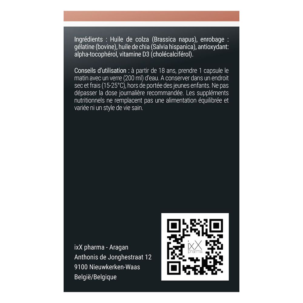 Emballage D-ixX 3000. Emballage noir avec texte blanc. 120 gélules. Vitamine D3.