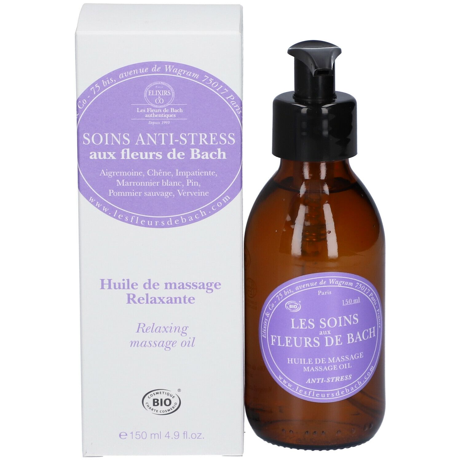 ELIXIRS & CO Les Fleurs de Bach Anti-Stress Huile de massage