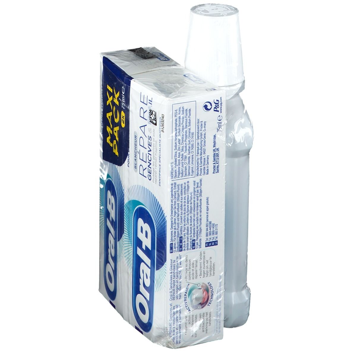 Oral-B® Répare Gencives & Émail Blancheur Dentifrice + Soin Gencives & Émail Bain de bouche