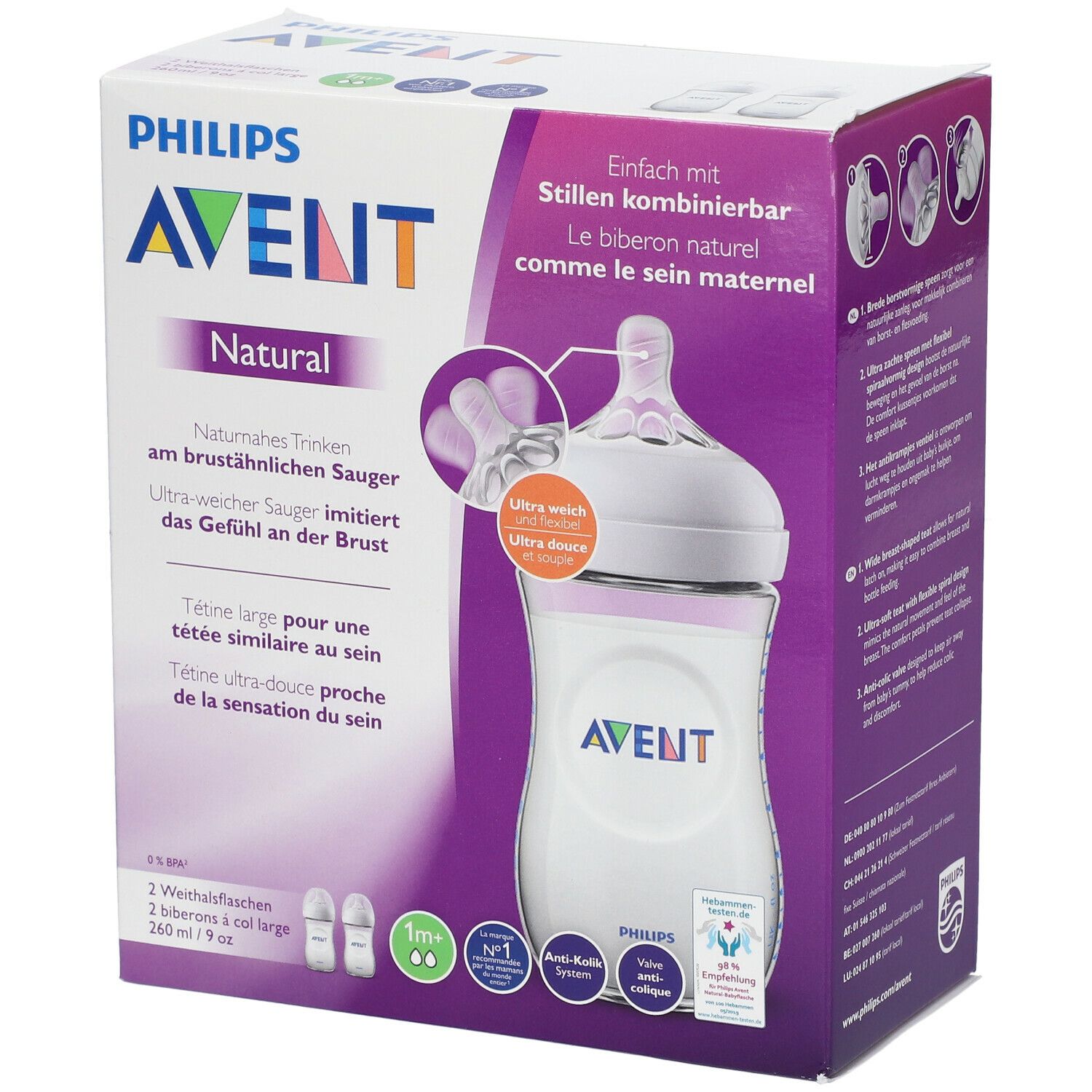 Philips AVENT Biberon natural plastique 260 ml 2 pc(s) - Redcare Pharmacie