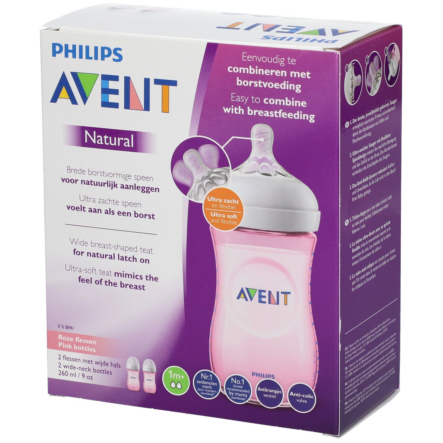 Philips AVENT Natural Biberon naturel rose 260 ml
