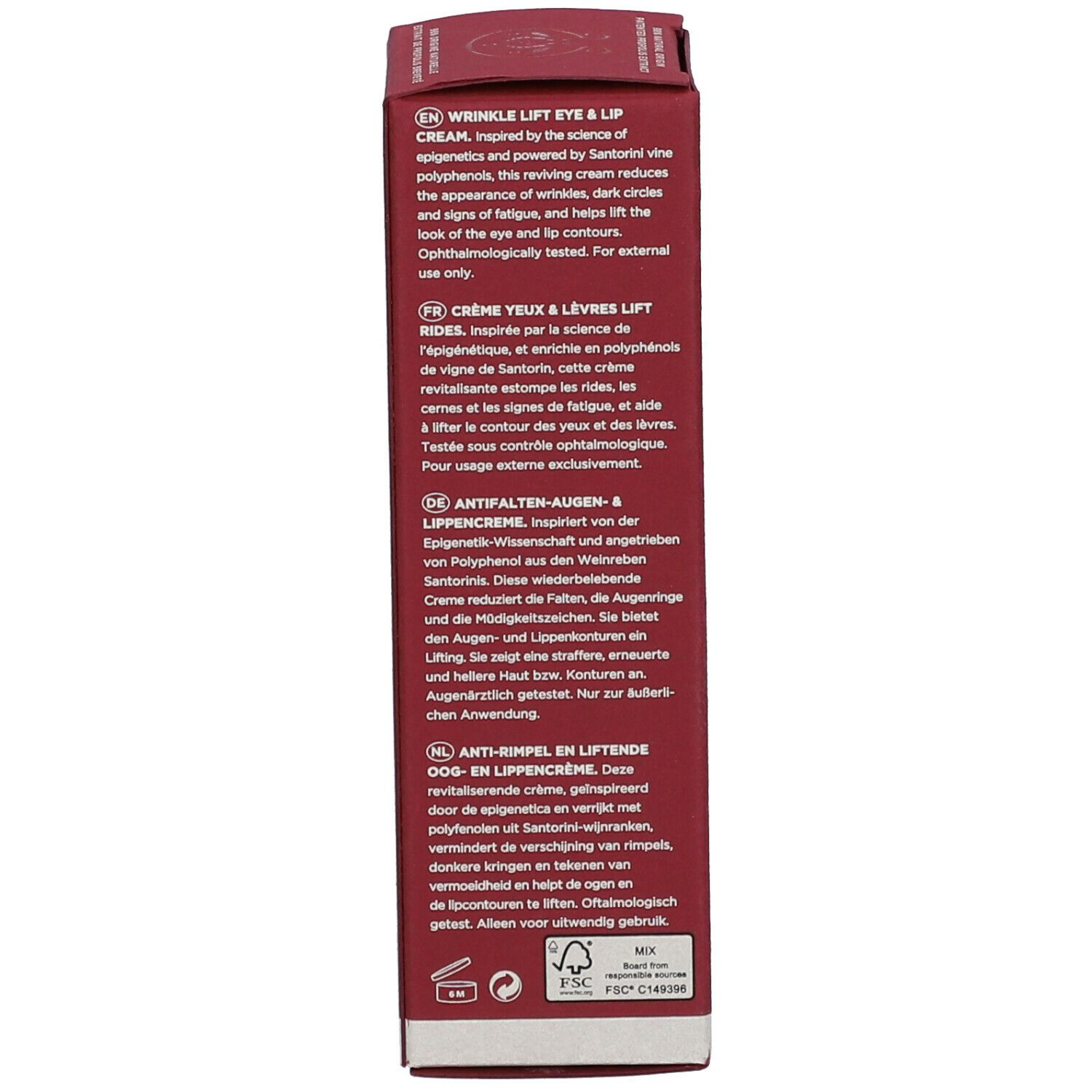 APIVITA Wine Elixir Crème yeux & lèvres lift rides