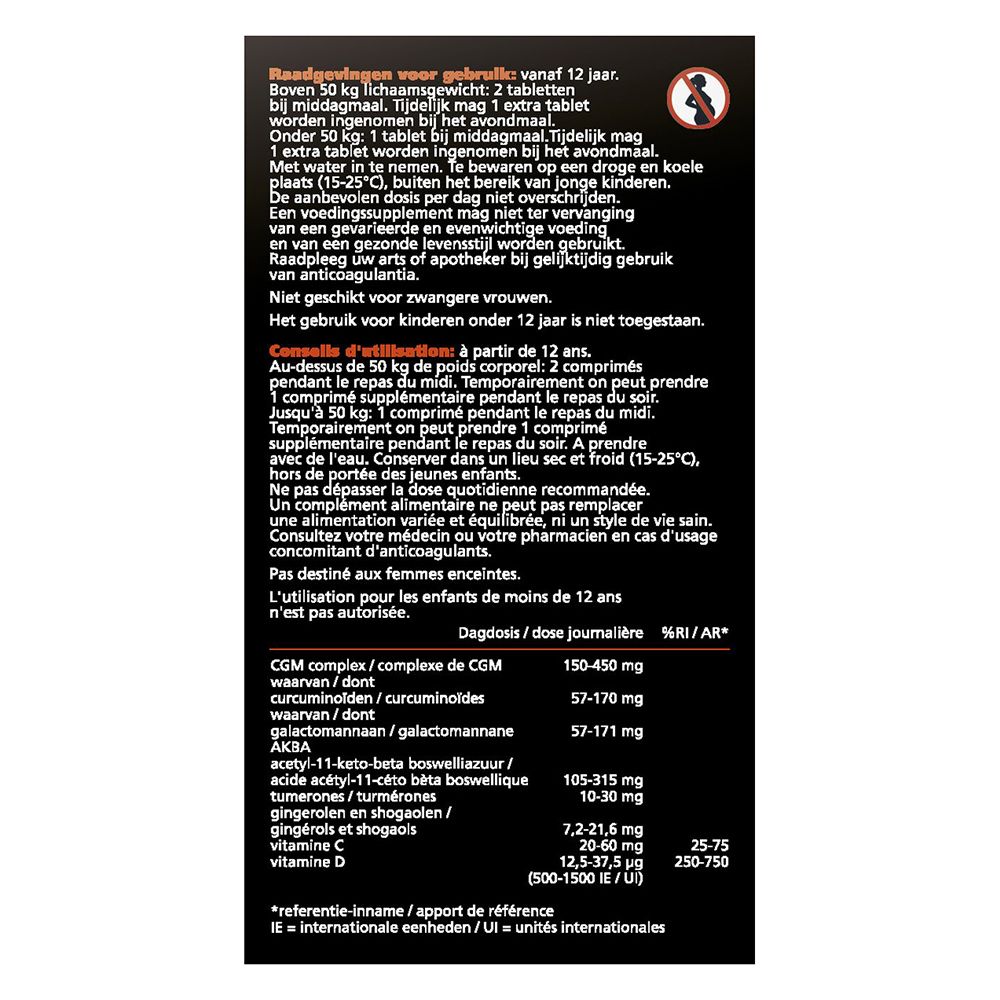 Boîte Hybrixx, 30 comprimés. Face avant rouge avec informations produit.