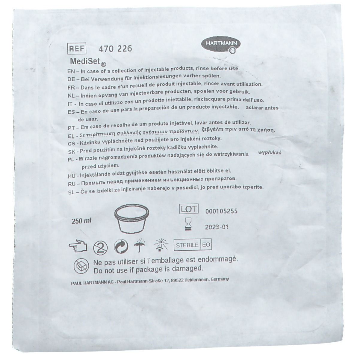 Hartmann MediSet® Cupule graduée transparente 250ml