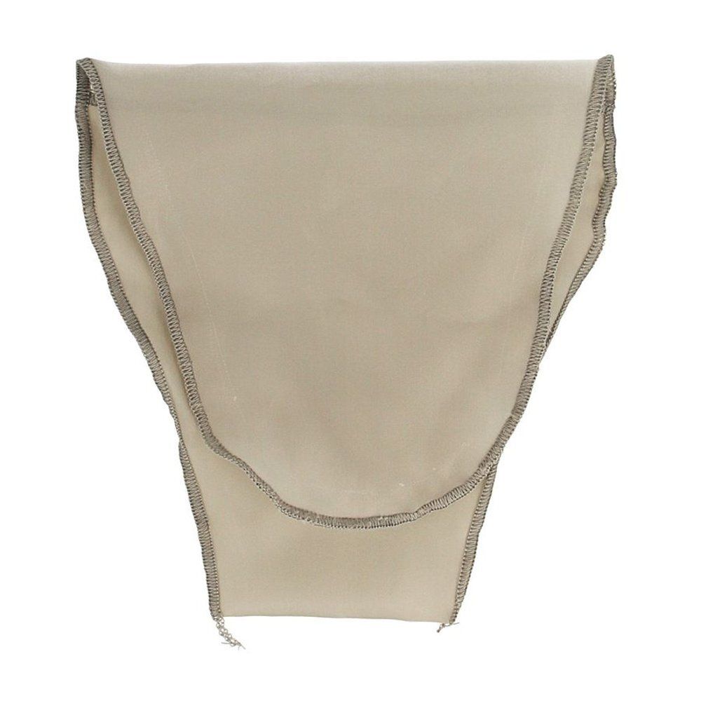 Produit en tissu beige. Forme en U. Couture foncée. Nom du produit non visible.