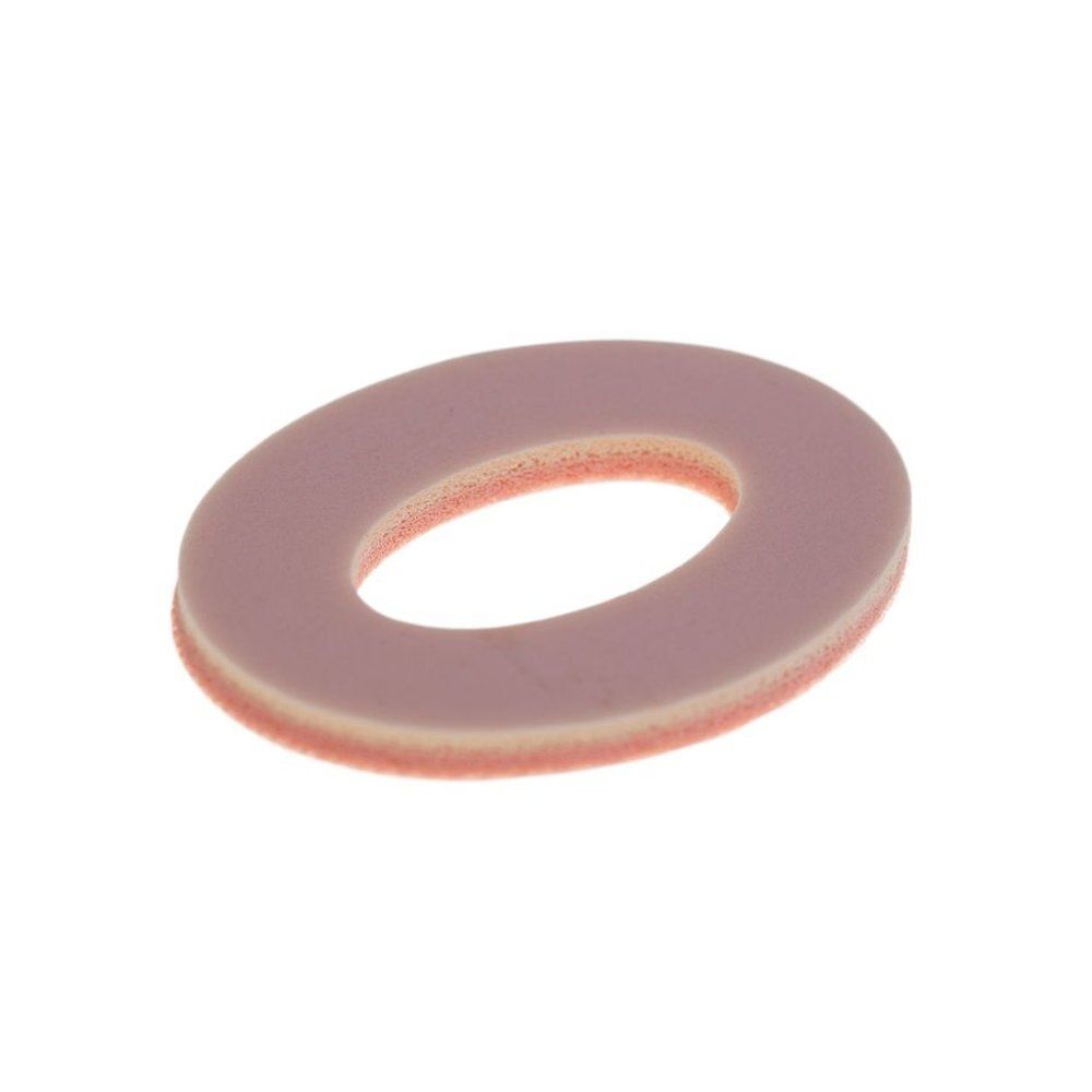 Protection ovale beige-rose. Matériau en mousse. Découpe ovale au centre.