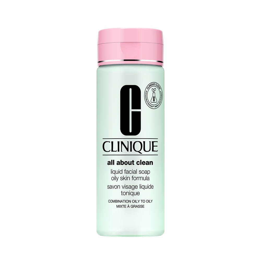 Savon liquide Clinique All About Clean pour peau grasse, flacon de 200 ml.