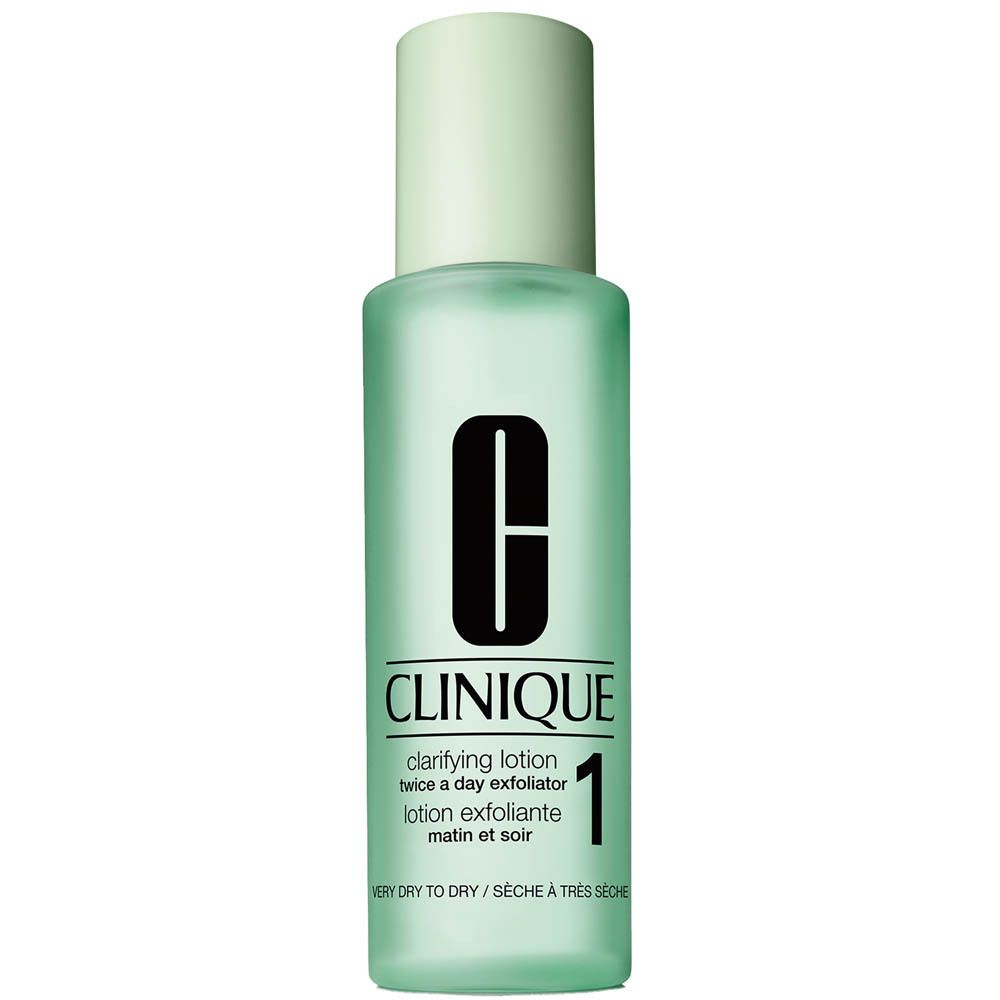 Clinique Clarifying Lotion 1, flacon de 200 ml pour peau sèche.