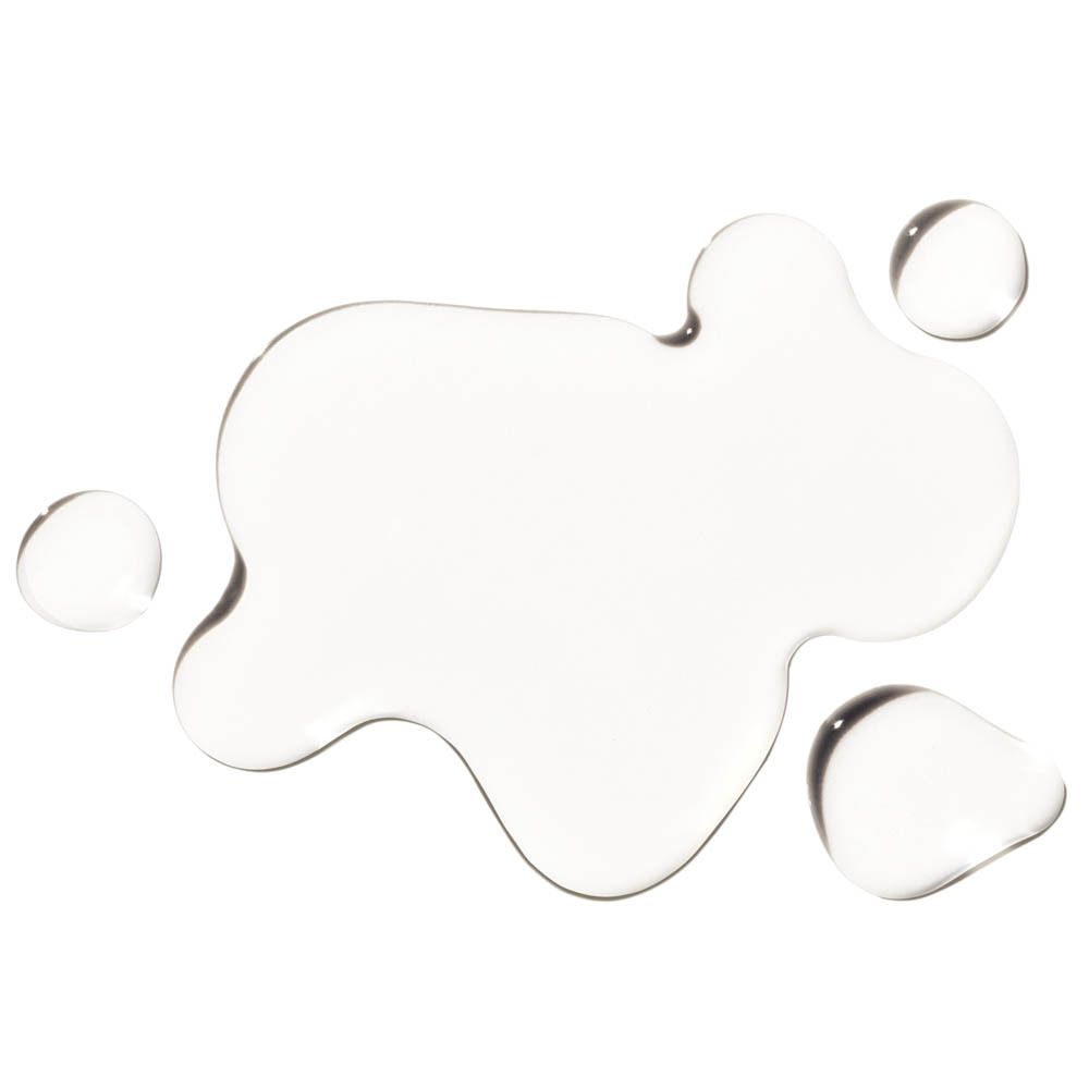 Exfoliant liquide transparent avec le mot "exfoliate" et un symbole.