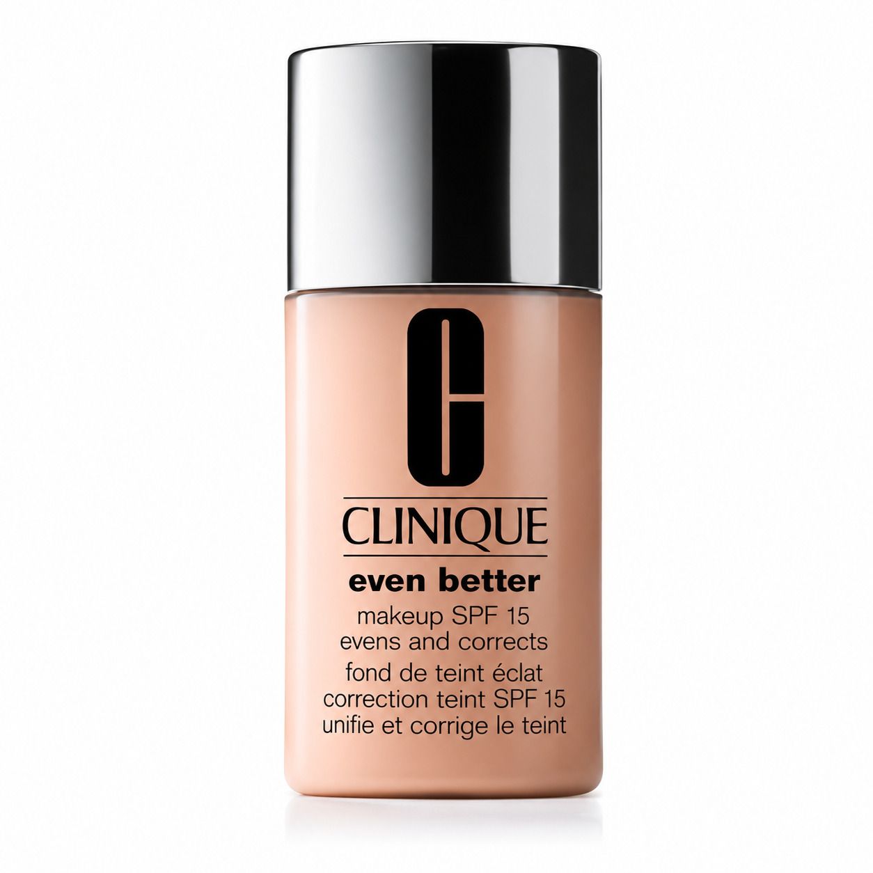 Clinique Even Better Makeup SPF 15, Ivory. Flacon avec bouchon argenté.