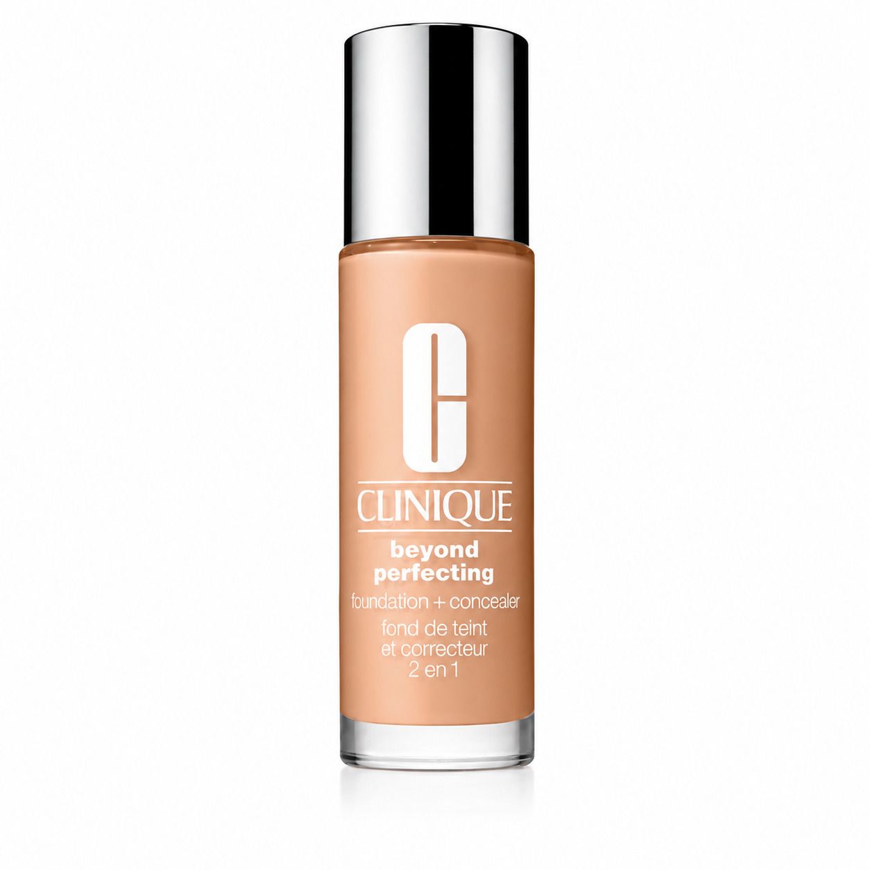 Flacon Clinique Beyond Perfecting Foundation + Concealer, vue de face.
