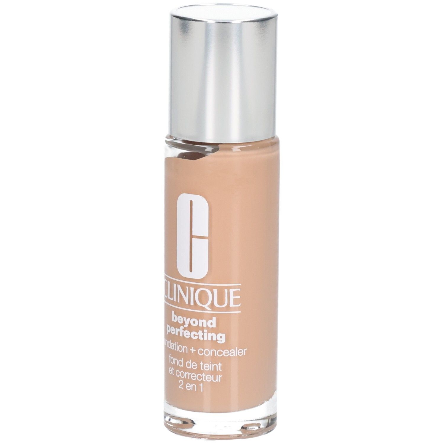 Flacon Clinique Beyond Perfecting Foundation + Concealer, vue de face.