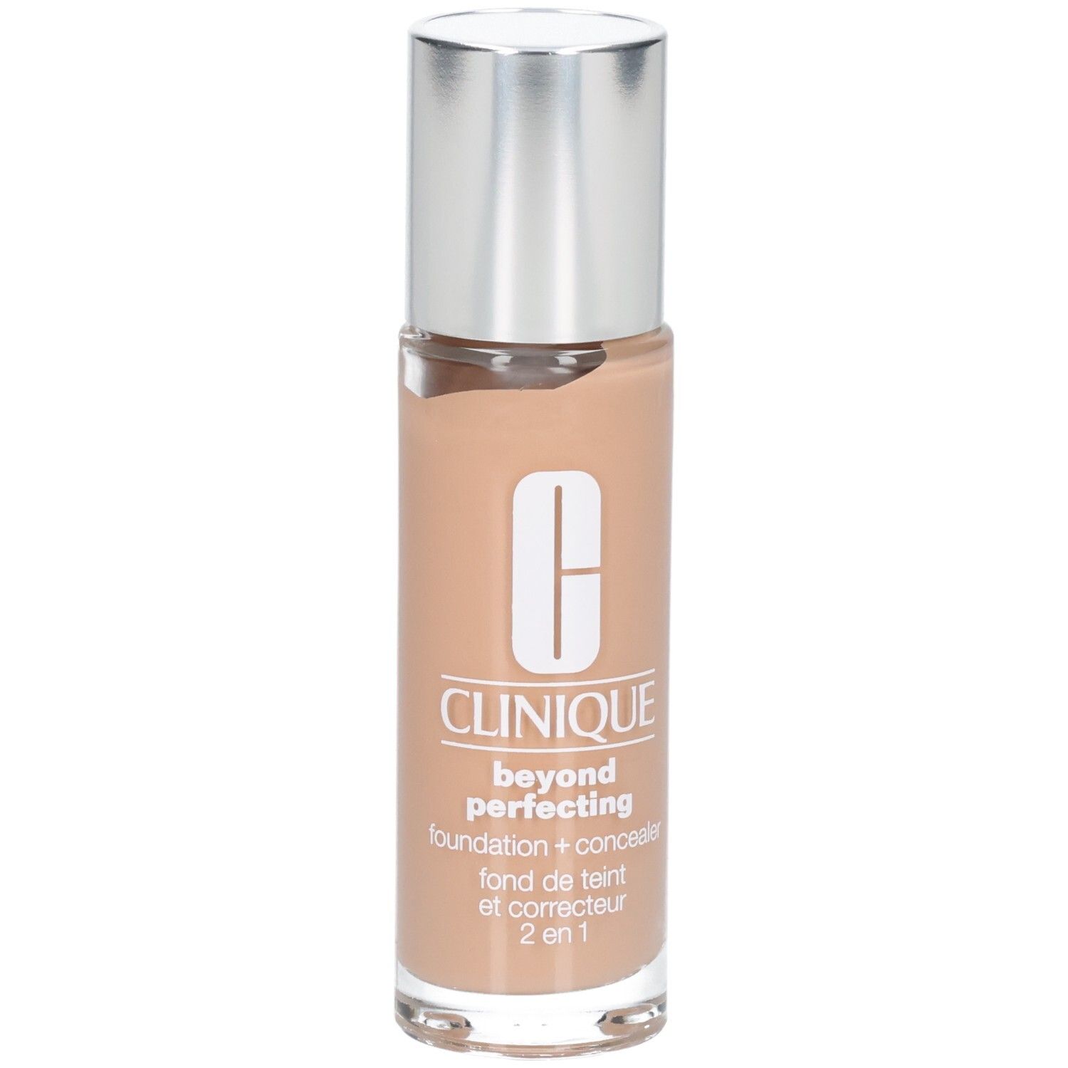 Flacon Clinique Beyond Perfecting Foundation + Concealer, vue de face.