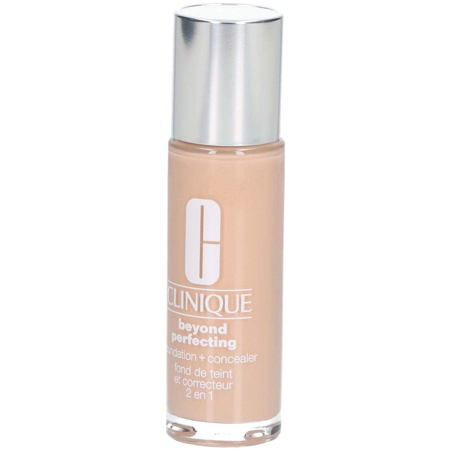 Flacon Clinique Beyond Perfecting Foundation + Concealer, vue de face.