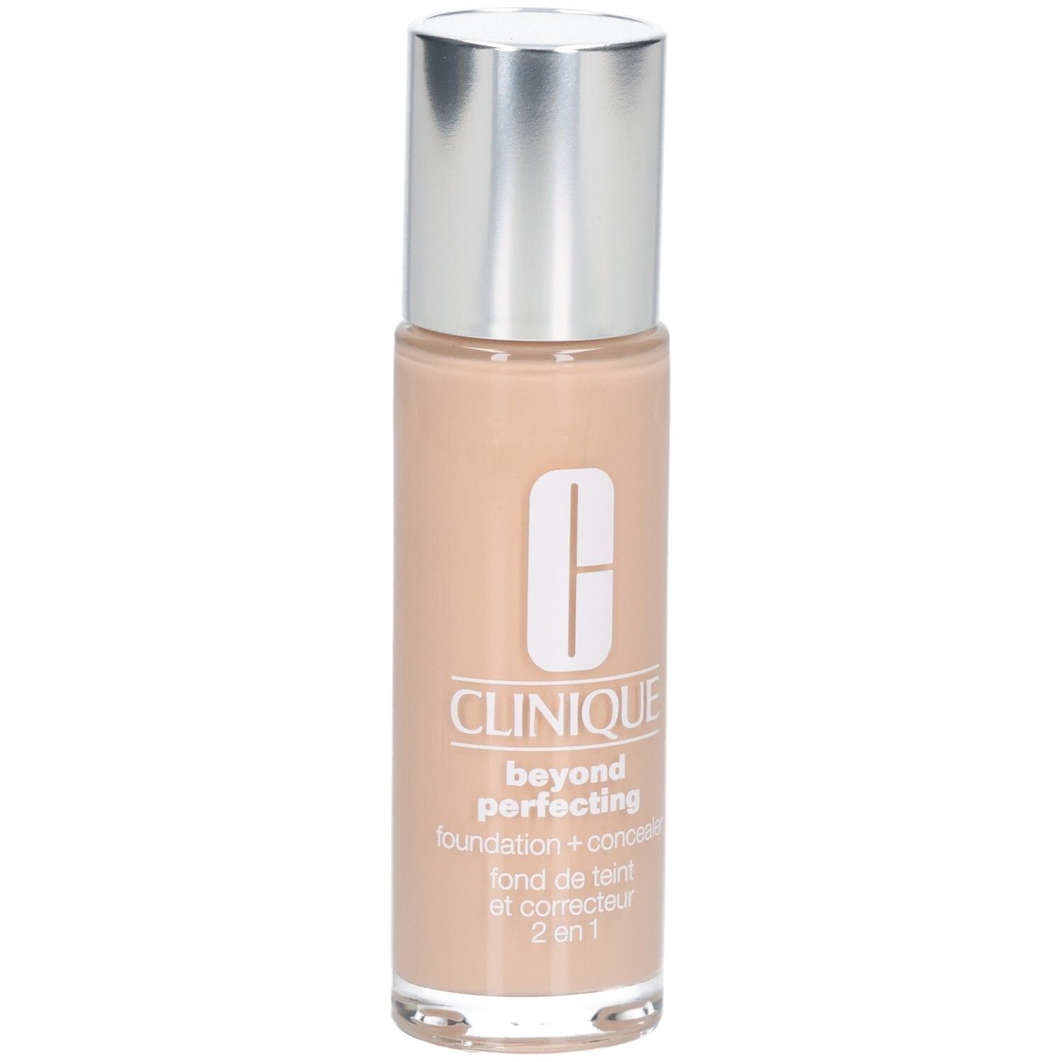 Flacon Clinique Beyond Perfecting Foundation + Concealer, vue de face.