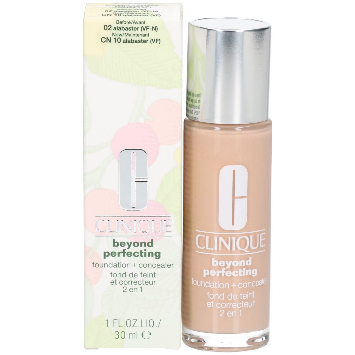 Flacon Clinique Beyond Perfecting Foundation + Concealer et son emballage.