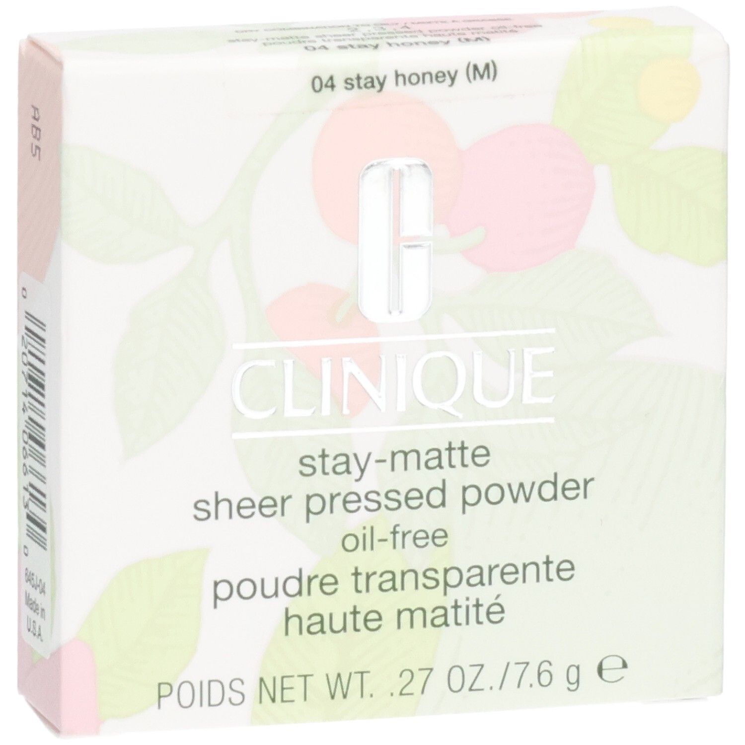 Emballage Clinique Stay-Matte Sheer Pressed Powder, teinte 04 Stay Honey.