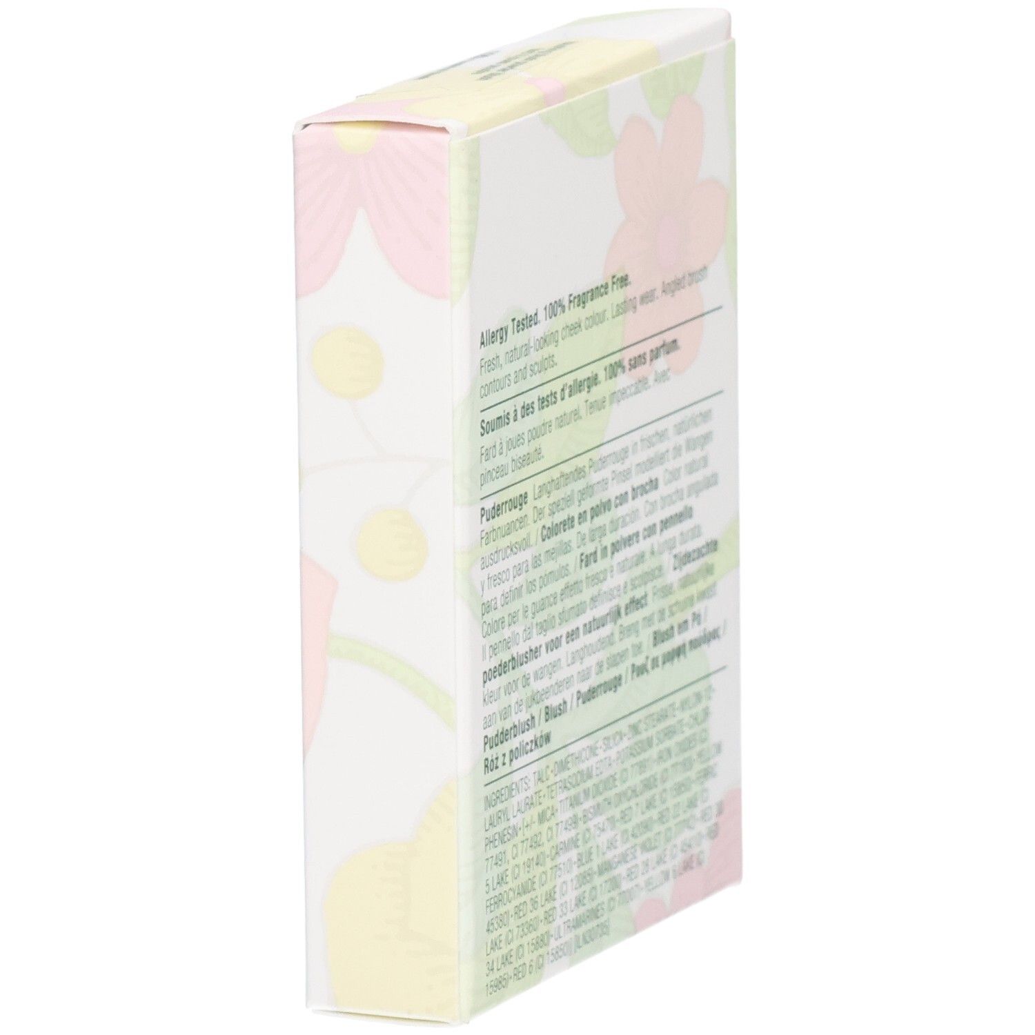 Clinique Blushing Blush Poudre Blush, teinte 120 Bashful Blush, 6g, vue latérale avec description.