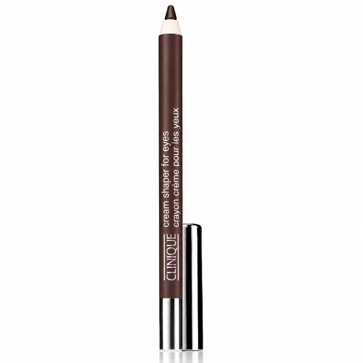 Emballage Clinique Cream Shaper for Eyes, long, blanc avec motif floral.