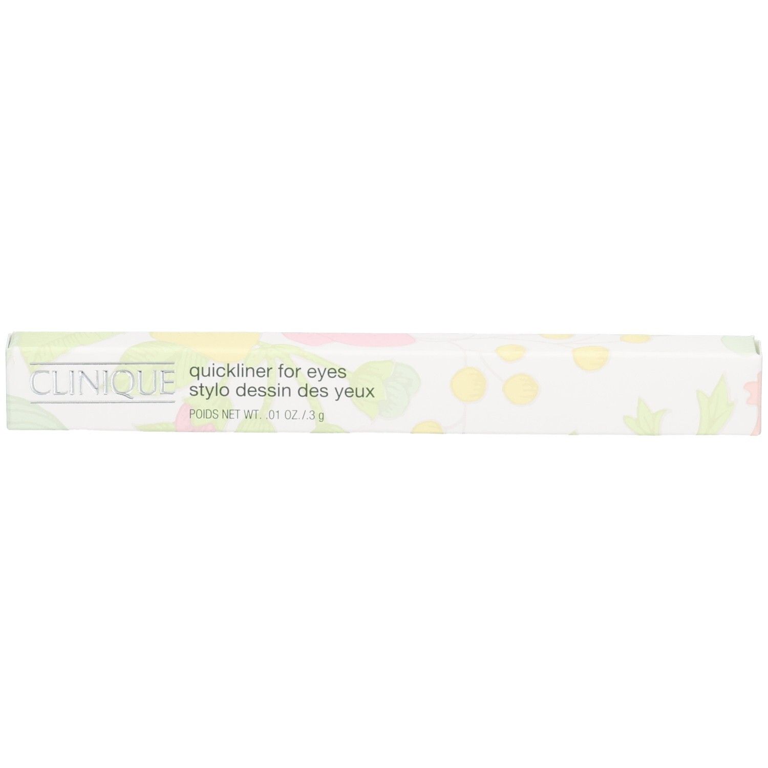 Emballage de crayon pour les yeux Clinique Quickliner for Eyes, noir, avec motif floral.