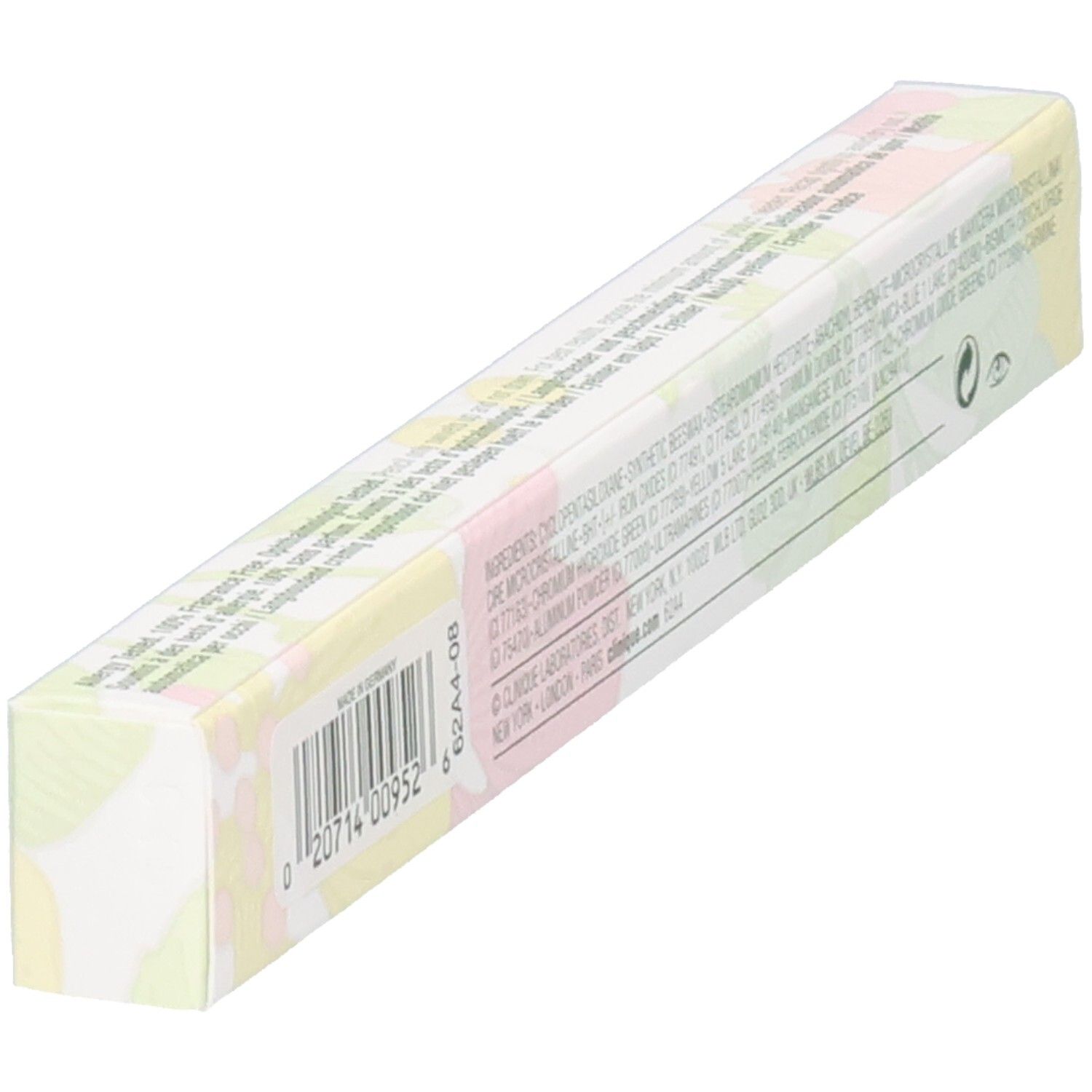 Arrière de l'emballage Clinique Quickliner for Eyes, code-barres et ingrédients.