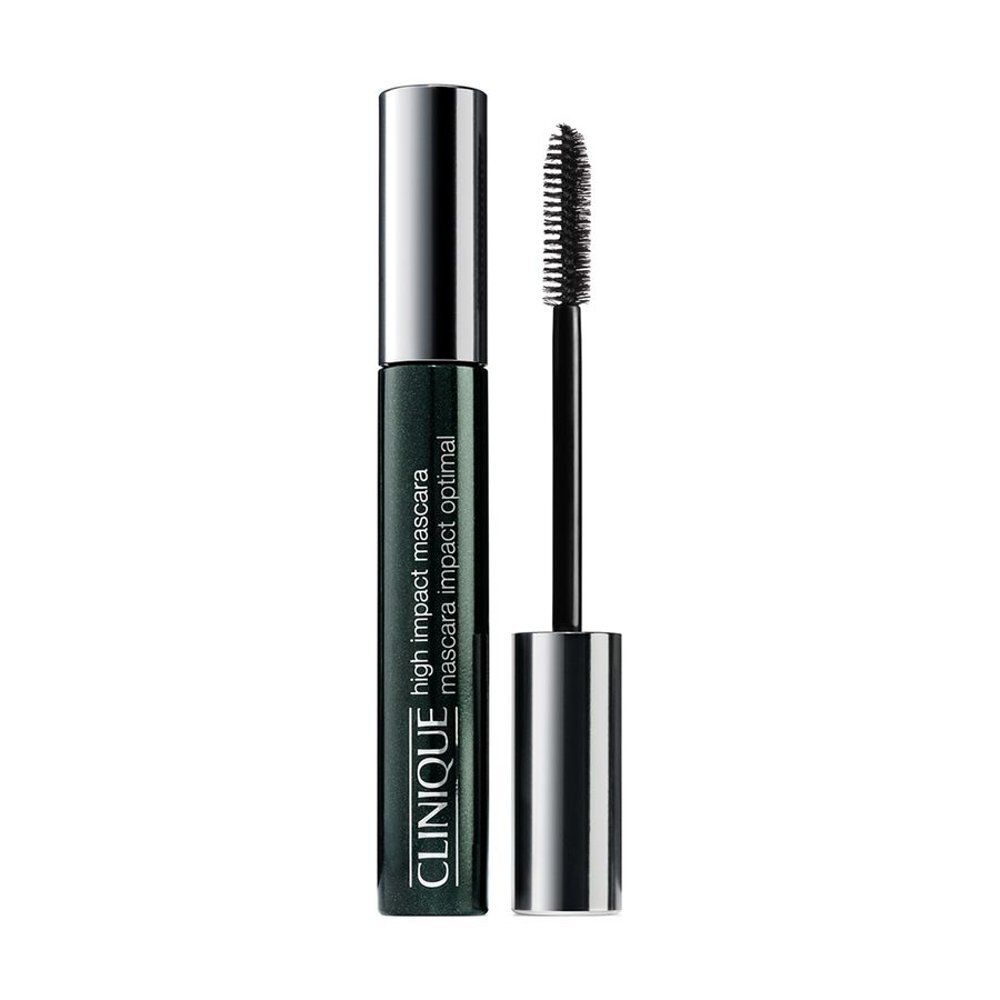 Mascara Clinique High Impact, tube vert foncé et brosse, capuchon argenté.