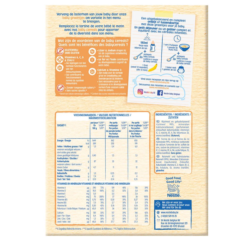 Nestle Baby Cereals® Riz-Vanille