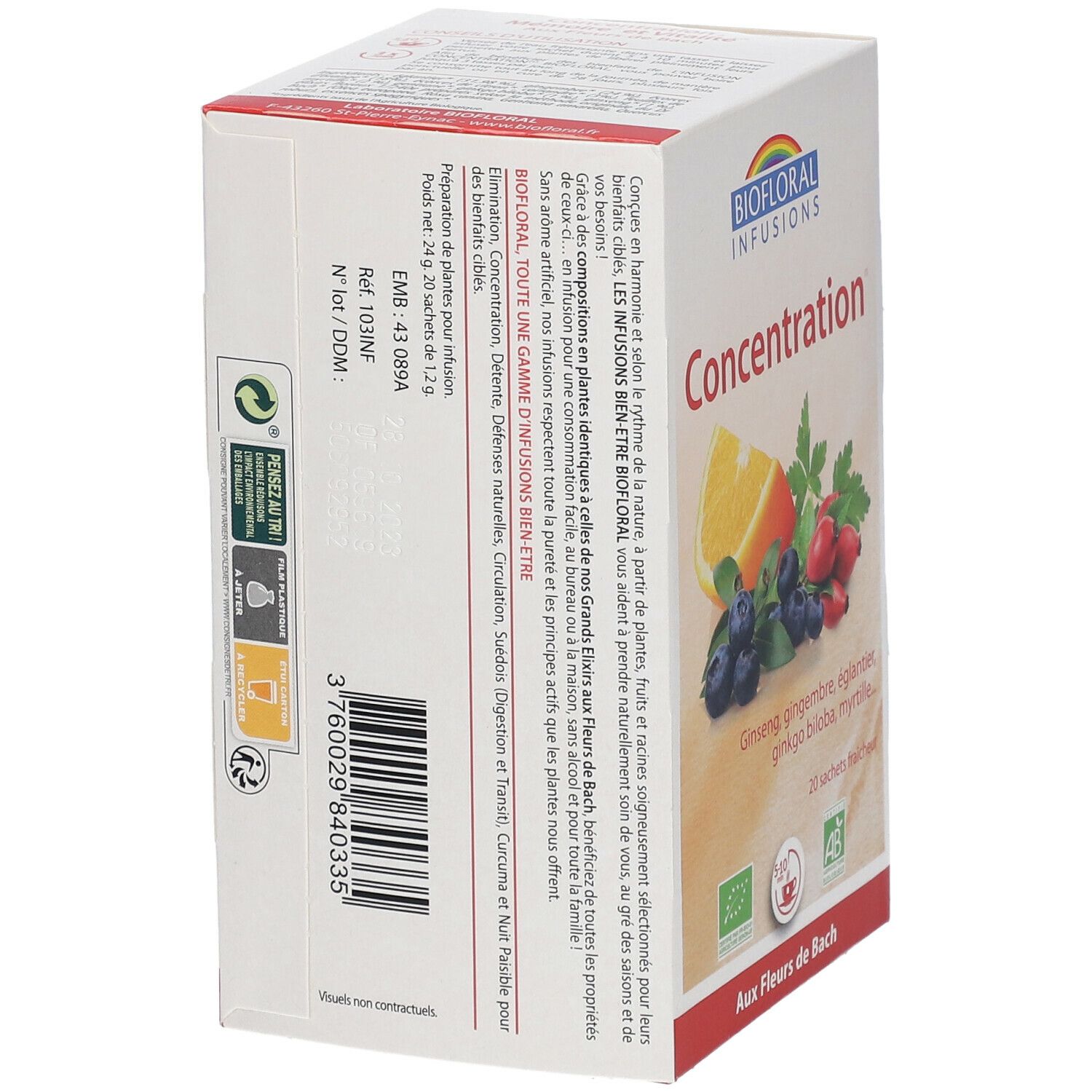 BIOFLORAL Infusion Concentration - Mémoire et Vitalité aux Fleurs de Bach BIO