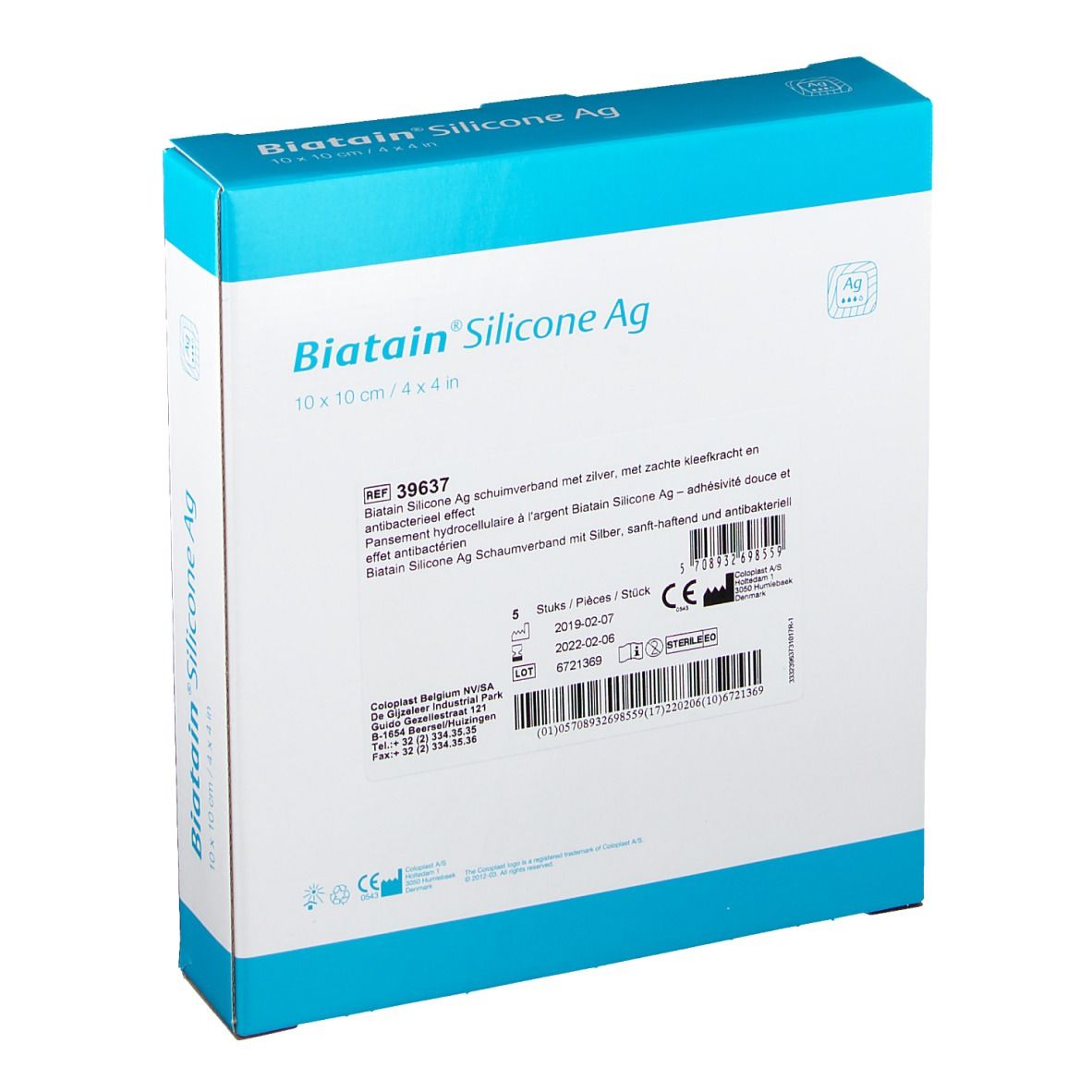 Coloplast Biatain® Silicone Ag 10 x 10 cm
