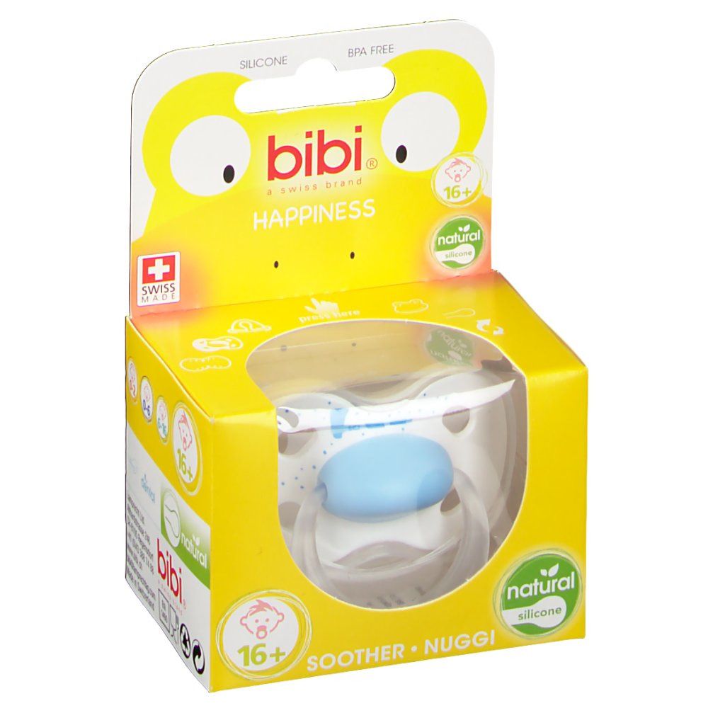 bibi® Happiness Tétine Naturale en silicone +16 mois (Couleur non sélectionnable)