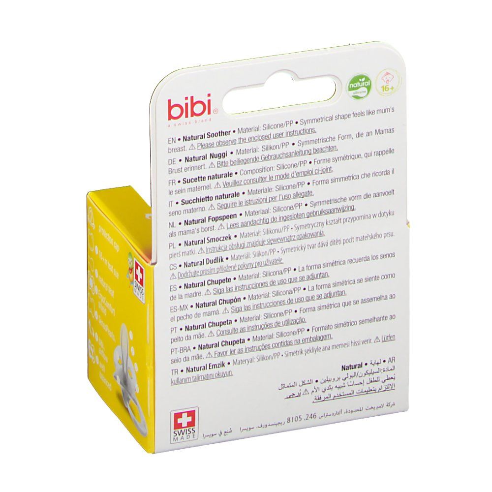bibi® Happiness Tétine Naturale en silicone +16 mois (Couleur non sélectionnable)