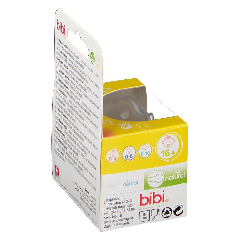 bibi® Happiness Tétine Naturale en silicone +16 mois (Couleur non sélectionnable)