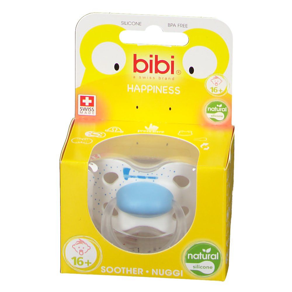 bibi® Happiness Tétine Naturale en silicone +16 mois (Couleur non sélectionnable)